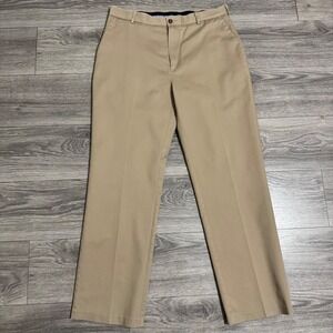 Roundtree Yorke travelsmart Mens‎ Khaki Chino Pants 35x32 Corecomfort Waistband